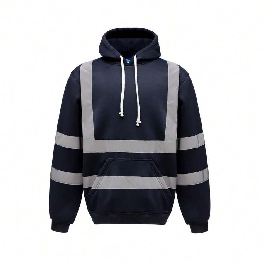 Yoko Mens Hi Vis Reflective Hoodie - Navy Blue - View 1