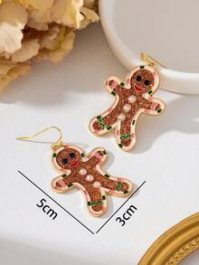 1 Pair Christmas Fashion Cute Classic Design Brown Gingerbread Man Pendant Earrings Women's Holiday Gift - Multicolor - View 6