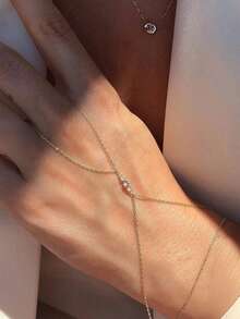 1件 INS 風格個性化百搭 Y 型女款極簡連體圓形手鍊 手背鏈條手飾 女士飾品 適合多種場合 送禮首選 - 金色 - 查看 6