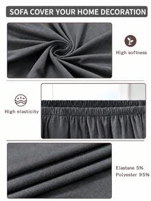 1pc Solid Color Milk Silk Sofa Cushion Cover, High Elasticity Dust-Proof Stain-Resistant Removable Washable All-Season Sofa Slipcover, Suitable For Outdoor Rattan Modular Sofa, Single Piece Sold Not Set Sofa Cushion Protector - Dark Grey - View 7