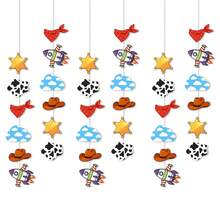 Story Birthday Party Banner, 6/12/24pcs Cartoon Pattern With Durable Fishing Line, Western Space Theme Party Decoration, Toy Birthday Decor, Bedroom Decoration - A - View 9