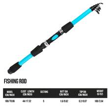 KecchKrezing New Glowing Blue Telescopic Fishing Rod With EVA Handle, Suitable For Bass And Carp Fishing In Lakes And Streams, Travel And Camping Gear - Blue - View 6