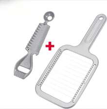 Cortador de mantequilla + abrelatas multifuncional, hecho de aluminio / acero inoxidable resistente a la oxidación (gris / plateado, juego de 2 piezas) - Ver 2