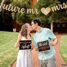 2pcs/Set "Just Married" & "Mr Mrs" Heart Shaped Letter Garland, Wedding Ceremony Decoration Banner, Indoor/Outdoor Romantic Backdrop, Party - White - View 11