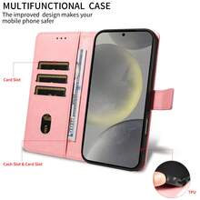 1pc Leather Wallet Phone Case With Card Slot Compatible With Apple 17 Pro Max / Galaxy A56 Series, Fashionable Protective Cover - Pink - View 8