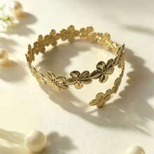 1pc Elegant Creative Versatile Niche Design Exquisite Flower Arm Cuff Suitable For Daily Wear For Women - Gold - View 4