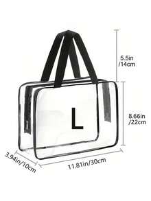 Large Waterproof Transparent Makeup Bag, Transparent Handheld Toiletry Storage Bag, Essential For Travel, Beach, School And Dorm - Black - View 12