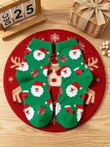 1 Pair Unisex Santa Claus Mid-Calf Socks, Suitable For Christmas Party, Holiday Events And Multiple Occasions - Multicolor - View 10