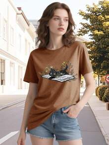 Women T-Shirts - F-棕色 - 查看 2