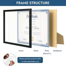 Hongkee 8.5x11 Picture Frame Set Of 1,Black 8.5x11 Photo Frames Bulk For Document Certificate Award Diploma, Wall Hanging Or Tabletop Display - ColorA - View 4