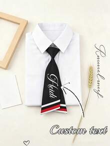 Customizable Text Tie, Suitable For Daily Business Casual Wear, Can Be Paired With Shirt For Party, Personalized Women's Tie, Customized Collegiate Style Tie - Multicolor - View 3