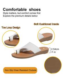 Women's Summer Beach Slides, Soft Sole Non-Slip Casual Slip-On Slippers, Vintage Boho U-Shaped Toe Cap Wedge Heel Outdoor Slippers - White - View 7