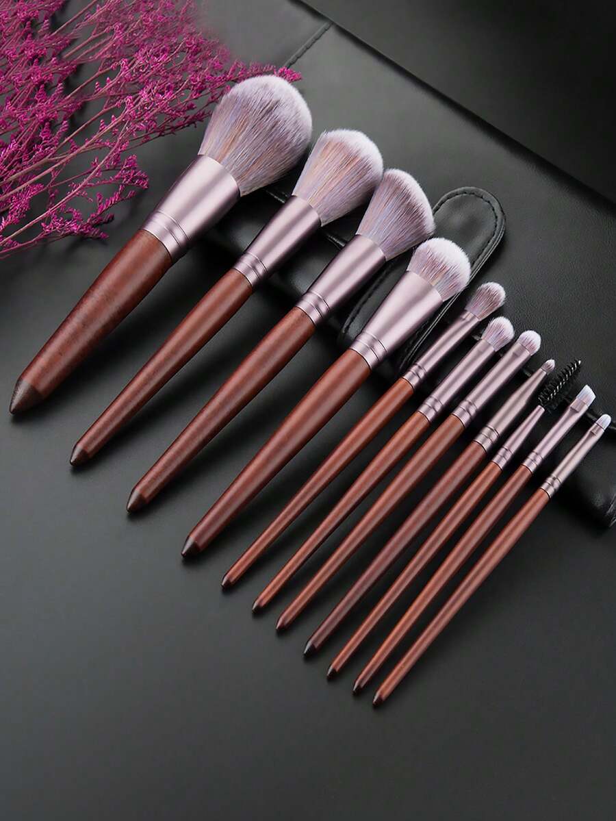 11pcs Premium Makeup Brush Set Nylon Bristles Suitable For All Skin Types, Durable Handle - Foundation, Blush, Contour, Powder, Highlighter Professional Makeup Tools With Storage Bag - Multicolor - View 1