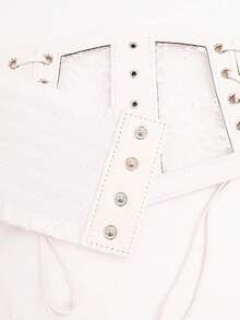 1pc Women's White Wide Elastic Waistband Corset Belt Lace Mesh Sexy Waist Cincher Accessory Suitable For Halloween Party Or Daily Wear - White - View 8