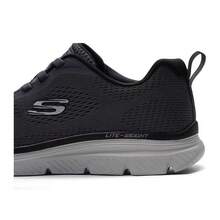 Skechers Men's LITE-WEIGHT Series Large Mesh Lace-Up Lightweight Cushioned Running Shoes - Black and White - View 8