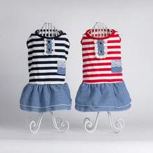 1pc Pet Dress, Breathable Striped Dog Princess Dress For Summer And Autumn, Lace Pocket Double Layer Hem, Pet Clothes For Teddy, Yorkshire Terrier And Small Dogs - Multicolor - View 2