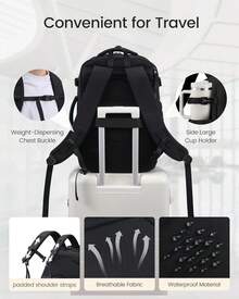 40l Large Capacity Travel Backpack Tsa Approved Carry On With 3 Packing Cubes Waterproof Laptop Backpack For Women And Men - Brown and White - View 6