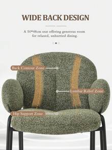 Goeurvant Modern Cloud-Style Wool-Linen Upholstered Dining Chairs With Rounded Arms And Wide-Back Support For Dining Room, Living Room, Office - Set Of 2 / Set Of 4 / Set Of 6 - Green/Textured Fabric - 綠色 - 查看 4