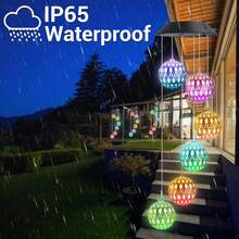 1pc Solar Hollow Moroccan Sphere Wind Chime Light Color Changing LED Hanging Ornament Lamp Outdoor Decor Light Ideal For Garden Tree Yard Patio Window Wall Balcony Camping Indoor Bedroom Porch Decor - 4cm Moroccan Ball-solar Wind Chime Lamp - View 5
