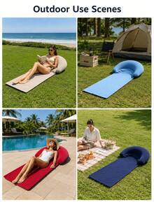 Portable Beach Mat With Inflatable Pillow Ensures 0 Sand On Body All Day Long Washable Sunbathing Lounge Mat For All Travelers Packable Sandproof Beach Blanket Perfect For Sand Grass Pool Deck Outdoor Essentials Travel Accessories Back To School - Multicolor - View 11