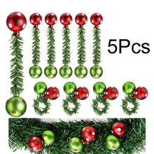 5pcs Christmas Painted Balls, Pine Pattern Decorative Ribbon, Electroplated Decorative Balls, Matte & Glossy Wavy Balls, 15CM Christmas Party Supplies - Multicolor - View 16