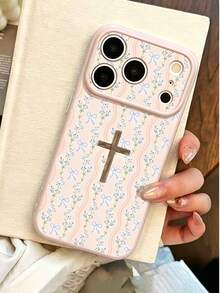 WeiMi 1pc Minimalist Pink Bow & Cross Pattern Fashion Cute Side Heart Anti-Drop Premium Soft TPU Phone Case, Suitable For Friends, Family, Couples, Yourself Birthday Gift, Holiday Gift, Compatible With IPhone 17/16/15/14/13/12/11/X/XR/XS MAX/For Galaxy A56/55/A03S Series - Multicolor - View 4
