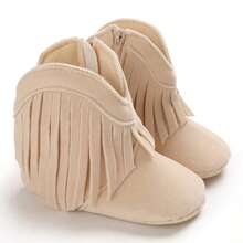 Classic Infant Tassel Design Casual Boots, Soft Sole Comfortable Walking Shoes For Newborns, Suitable For Spring And Autumn - Apricot - View 2