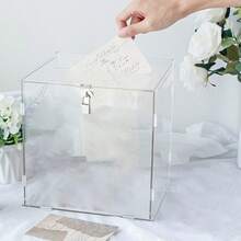 Halloween, Christmas, 1pc Luxury Transparent Acrylic Wedding Card Box With Lock - Sturdy And Durable, Unbreakable, Easy-Open Design - Suitable For Wedding Banquet, Anniversary, Birthday Party, Graduation Decoration And Greeting Card Storage - 1PC - View 3
