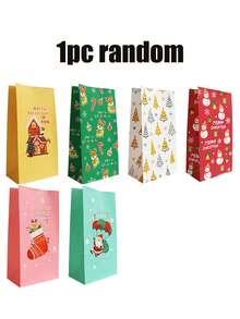 24/1pc Christmas Gift Bags, Featuring Various Cute Christmas Designs, And Including Stickers. Suitable For Christmas, Themed Party Gift Wrapping, Surprise Party Decorations, Holiday Party Favors, And Home Decor. - One Size Fits All - View 11