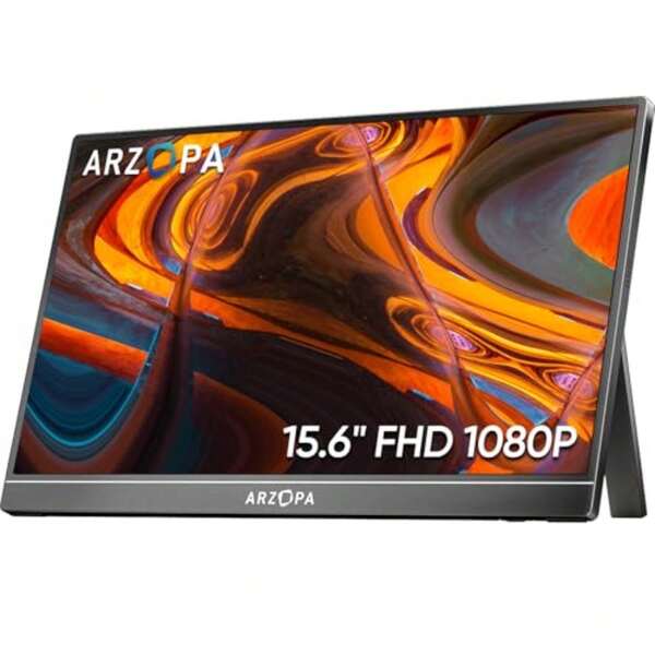 ARZOPA Monitor Portátil 15.6'' FHD 1080P Kickstand Monitor Portátil IPS Pantalla Externa USB C  para PC Teléfono   - A1