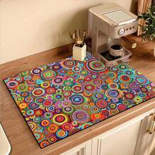 1pc, Drying Mat, Colorful Round Candle Drainage Mat, Plate-Style Drying Mat For Kitchen Countertop Decoration, Drainage Mat, Plate-Style Drainage Mat, Universal Kitchen Drainage Mat, Kitchen Accessories. - Multicolor - View 2