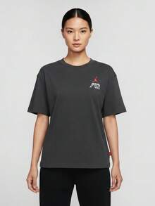 Jordan Women's AS W J SS GF GFX TEE SK8 Short Sleeve Knit Collarless T-Shirt TIM7133-045 - Coal Black - View 1