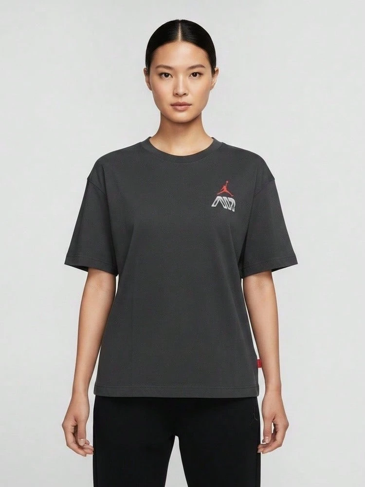 Jordan Women's AS W J SS GF GFX TEE SK8 Short Sleeve Knit Collarless T-Shirt TIM7133-045 - Coal Black - View 1