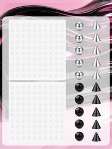 Fake Nose Rings Fake Eyebrow Ring Fake Lip Labret Studs,Replacement Balls Spike With 100pcs Sticker,Non-Piercing Body Jewelry,Fake Skin Piercing - Set - View 7
