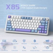 ATTACK SHARK X85 Wireless Mechanical Keyboard, TKL 82 Keys Bluetooth 5.0/2.4GHz/USB-C Hot Swappable Custom Keyboard, Gasket Structure, Knob, RGB Backlit Gaming Keyboard For Windows/ PC/ Linux/ Gamer - Moonlit Night/ BlackBerry/ Purple/ Star White - View 17