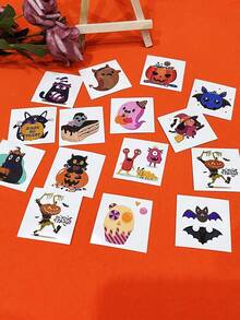 30 Pcs Halloween Waterproof Tattoo Stickers | Cute Cartoon Patterns Funny Little Ghosts And Pumpkin Designs, Arm Back Body Temporary Stickers, Party And Party Must-Have Holiday Gifts Good Choice - Multicolor - View 5