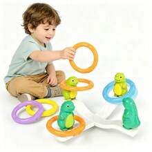 Juego divertido de lanzamiento de anillos con dinosaurios, set de juguete mecedora para niños, regalo interactivo para fiestas, entrenamiento de coordinación mano-ojo, apto para juegos al aire libre y en interiores. - Juego completo - Ver 7