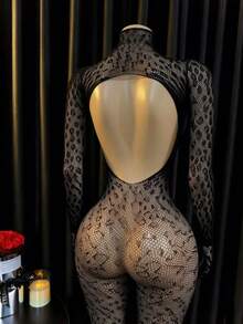 Lingerie Set/Role Play Costume, Camisole, Fishnet Jumpsuit, Elastic Fishnet Lingerie Jumpsuit, Suitable For Women And Girls Bikini - Black - View 2