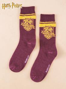4 Pairs Unisex Socks Harry Potter Series Warner Bros. Co-Branded Featuring School Design, Solid Color, Sweat-Absorbent And Breathable, Suitable For Students, Couples And Movie Fans - Multicolor - View 5