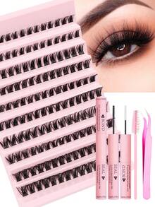 150PCS Thick, Soft, Lightweight False Eyelashes With Eyelash Extensions, Adhesive Sealing, Eyelash Tweezers, Eyelash Brush, False Eyelash Extension Kit, C Curling 10-16mm Mixed Length Eyelash Clusters Suitable For Daily Use, Gatherings, And All Occas - Black - View 7