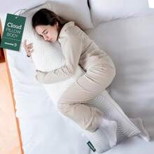 Dreamlab Almohada Pillow Almohada Corporal, Funda de Bambú, Altura Ajustable, Memory Foam y Microfibras Dormir de Lado o Embarazo Hipoalergénica, Certificaciones Tamaño Body 45cm x 135cm - Blanco - Ver 2
