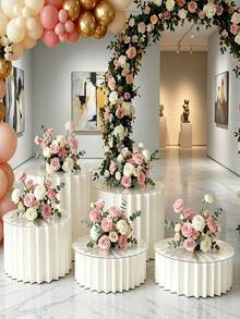 Foldable Paper Display Stand And Panel Set, Birthday Party Display Stand Base, Suitable For Valentine's Day, Wedding, Event, Tabletop Centerpiece Decoration, Reusable, Easy To Install, Lightweight, Party Supplies - Multicolor - View 4