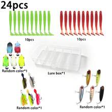 Complete Bass Fishing Lure Kit With TPE Paddle Tail Soft Baits, Jig Skirt, Topwater Frog, Hard Minnow Bait Portable Storage Box Freshwater Saltwater Predator Fish Angling Tackle Set - Multicolor - View 12