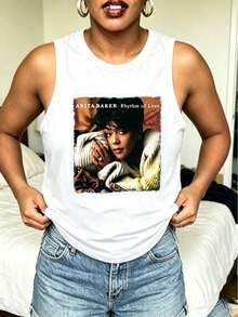 Vintage Anita Baker Big Head T-Shirt Unisex Retro R&B Graphic Tank Top Must-Have For 80s Music Fans Soft Comfy Top Perfect For Concerts Hangouts - 白色4 - 查看 1