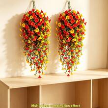 12Pcs Orange Artificial Hanging Morning Glory Vine, Realistic Fake Floral For Fall, Thanksgiving & Halloween Decor, Weatherproof Fake Flower For Indoor Outdoor Wall Porch Garden Home Ornament - Orange - View 6