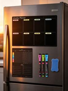 Erasable Daily Planner Weekly Planner Fridge Magnet Set Magnetic Blackboard Menu Board Message Board - 6-piece Set, P Style - View 2