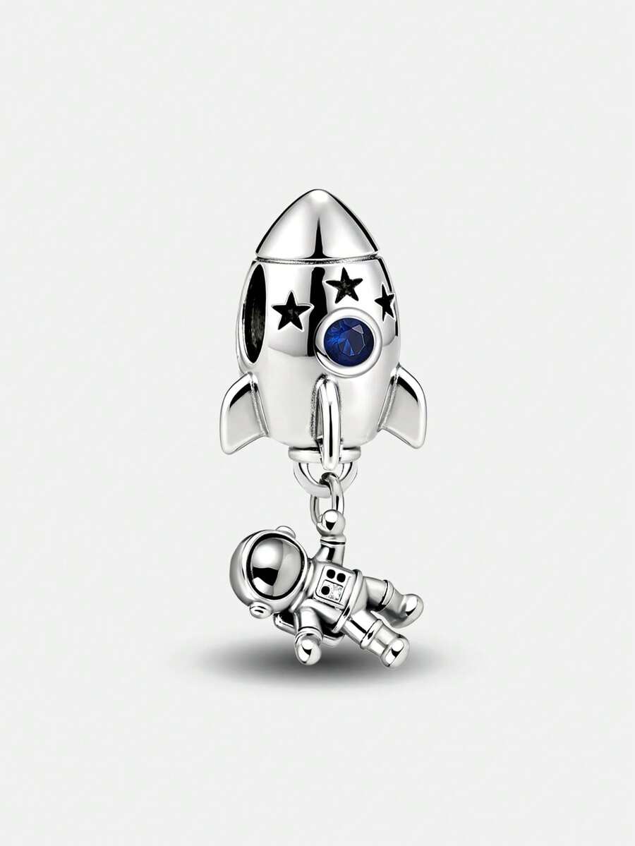 1pc Fashionable Exquisite Rocket Astronaut Pendant Bead, Suitable For Women's Bracelet, Bangle DIY Jewelry Making And Daily Outfit Decoration, Suitable For Girls