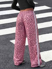 Celana Panjang Wanita Soltrb Hot Girl Hip Hop Motif Leopard Longgar - Berwarna merah muda - View 5