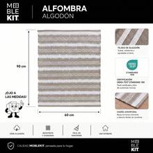 KIWI MOBLEKIT | Baumwollteppich 60x90 cm, Beige und Weiß mit geometrischem Muster, Wohn- und Schlafzimmerteppich, weicher Stoff aus 100 % Baumwolle, OEKO-TEX Standard 100 zertifiziert, nordischer Stil - Beige / Weiß op1 - Übersicht 6