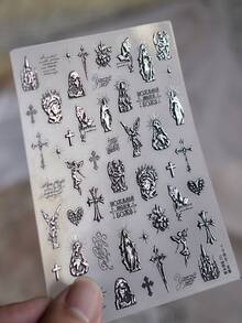 1 Stück 5D Dark Series Engelsstatue Nagelkunst Aufkleber, exquisite Heißprägung, selbstklebende Transfer-Slider, Nagelkunst Dekor Aufkleber, DIY Decals - Verschiedenfarbig - Übersicht 3
